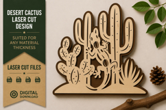 Desert Cactus Lizard Laser Cut SVG Design desert cactus svg, Product Image 1