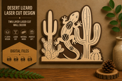 Desert Cactus Gecko Laser Cut SVG Design desert gecko svg, Product Image 1