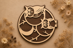 Owl Family Round Laser Cut SVG Design owl family svg, owl Product Image 1