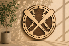 Baseball Monogram Round Laser Cut SVG Design baseball monogr Product Image 1