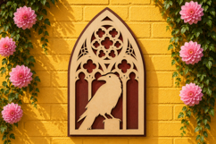 Gothic Raven Window Laser Cut SVG Design gothic raven svg, Product Image 1