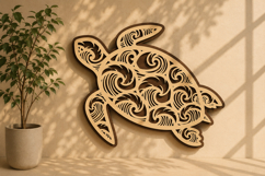 Mandala Sea Turtle Laser Cut SVG Design sea turtle svg, turt Product Image 1