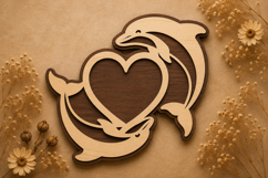 Dolphin Heart Laser Cut SVG Design dolphin heart svg, dolphi Product Image 1
