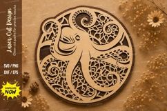 Mandala Octopus Round Laser Cut SVG Design mandala octopus Product Image 1