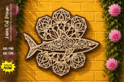 Mandala Shark Floral Laser Cut SVG Design mandala shark flor Product Image 1
