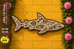 Mandala Shark Laser Cut SVG Design mandala shark svg, shark Product Image 1