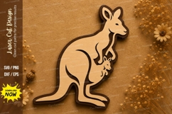 Kangaroo Mother and Baby Laser Cut SVG Design kangaroo mothe Product Image 1