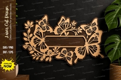 Floral Name Frame laser cut svg File floral name frame laser Product Image 1