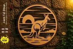 Kangaroo Sunset Round Laser Cut SVG Design kangaroo sunset Product Image 1