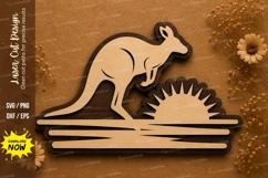 Kangaroo Sunrise Landscape Laser Cut SVG Design kangaroo sun Product Image 1