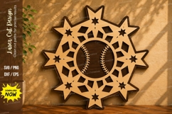 Baseball Snowflake Ornament Laser Cut SVG Design baseball Product Image 1