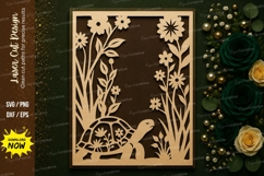 Turtle Floral Frame Laser Cut SVG Design turtle floral svg, Product Image 1