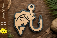 Fish Hook Laser Cut SVG Design fish hook svg, fishing laser Product Image 1