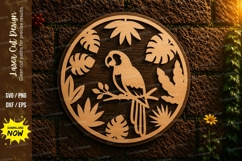 Tropical Parrot Round Laser Cut SVG Design tropical parrot Product Image 1