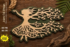 Tree Woman Silhouette Laser Cut SVG Design tree woman svg, Product Image 1