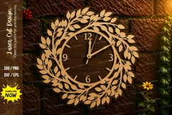 Floral Wreath Clock Laser Cut SVG Design floral wreath clock Product Image 1