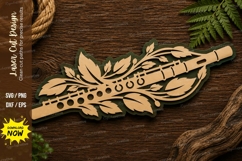 Flute Floral Laser Cut SVG Design flute svg, floral flute la Product Image 1
