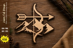 Mountain Archery Laser Cut SVG Design archery svg, bow Product Image 1