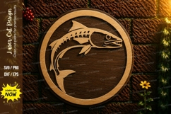 Jumping Fish Round Laser Cut SVG Design jumping fish svg, Product Image 1