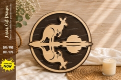 Kangaroo Reflection Round Laser Cut SVG Design kangaroo svg, Product Image 1