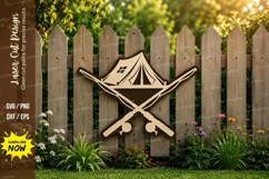 Camping Crossed Paddles Laser Cut SVG Design camping svg, cr Product Image 1