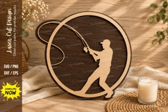 Fly Fishing Angler Round Laser Cut SVG Design fly fishing sv Product Image 1