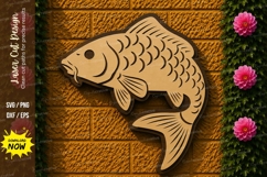 Jumping Carp Fish Laser Cut SVG Design carp fish svg, carp Product Image 1