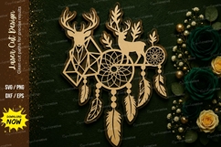 Deer Dreamcatcher Laser Cut SVG Design deer dreamcatcher svg Product Image 1