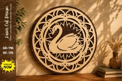 Swan Mandala Round Laser Cut SVG Design swan svg, swan manda Product Image 1