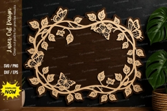 Leaf Oval Frame Design laser cut svg File leaf oval frame Product Image 1