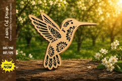 Floral Hummingbird Laser Cut SVG Design hummingbird svg, hum Product Image 1