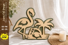 Flamingo Tropical Island Laser Cut SVG Design flamingo svg, Product Image 1