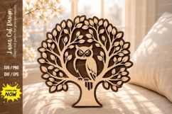 Owl Tree of Life Laser Cut SVG Design owl svg, tree of life Product Image 1