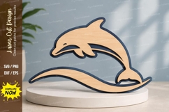 Jumping Dolphin Wave Laser Cut SVG Design dolphin svg, dolph Product Image 1