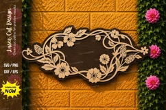 Floral Vine Frame Laser Cut SVG Design floral frame svg, vin Product Image 1
