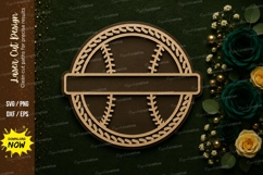Baseball Split Monogram Frame Laser Cut SVG Design baseball Product Image 1