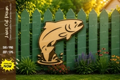 Jumping Fish Laser Cut SVG Design jumping fish svg, fish las Product Image 1