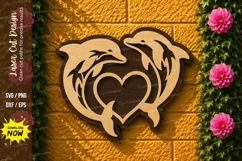 Dolphin Heart Laser Cut SVG Design dolphin heart svg, dolphi Product Image 1