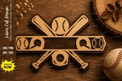 Baseball Split Monogram Laser Cut SVG Design baseball split Product Image 1