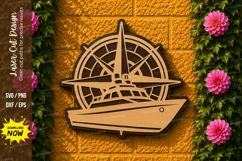 Sailboat Compass Laser Cut SVG Design sailboat compass svg, Product Image 1