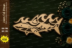 Tribal Shark Laser Cut SVG Design tribal shark svg, shark Product Image 1
