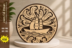 Lighthouse Waves Round Laser Cut SVG Design lighthouse svg, Product Image 1