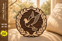 Bird Laurel Wreath Ornament Laser Cut SVG Design bird orname Product Image 1
