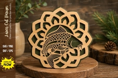 Mandala Koi Fish Laser Cut SVG Design mandala koi svg, koi Product Image 1