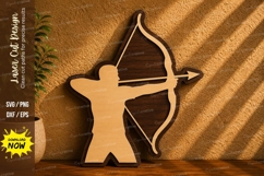 Archer Silhouette Laser Cut SVG Design archer svg, archery Product Image 1