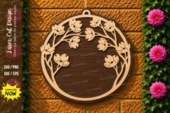 Floral Round Monogram Frame Laser Cut SVG Design floral mono Product Image 1