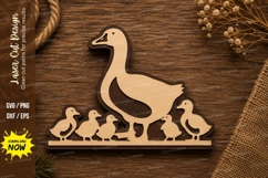 Mother Duck and Ducklings Laser Cut SVG Design duck family Product Image 1