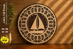 Sailboat Mandala Laser Cut SVG Design sailboat mandala svg, Product Image 1