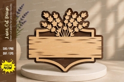 Floral Wooden Sign Laser Cut SVG Design floral sign svg, woo Product Image 1