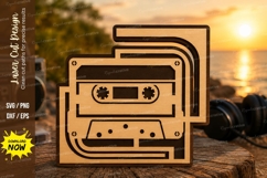 Retro Cassette Tape Laser Cut SVG Design cassette tape svg, Product Image 1